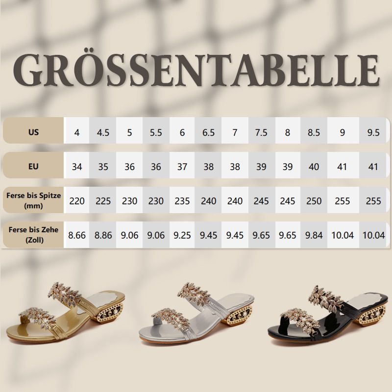 📢📢Sista dagen – 50 % rabatt!!⏰Snygga damsandaler – låg klack, strass och metalldekorationer 👡 För sommaren och vardagsbruk
