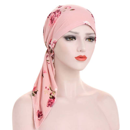 ⏳Begränsad tid – 50% rabatt⏰Kvinnors blommiga förknutna huvudscarf