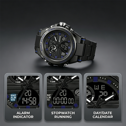 ⌚ 50% RABATT NU!💪 Herr Vattentät Sportklocka – Dual Display & Stöttålig – Outdoor Essential 💧
