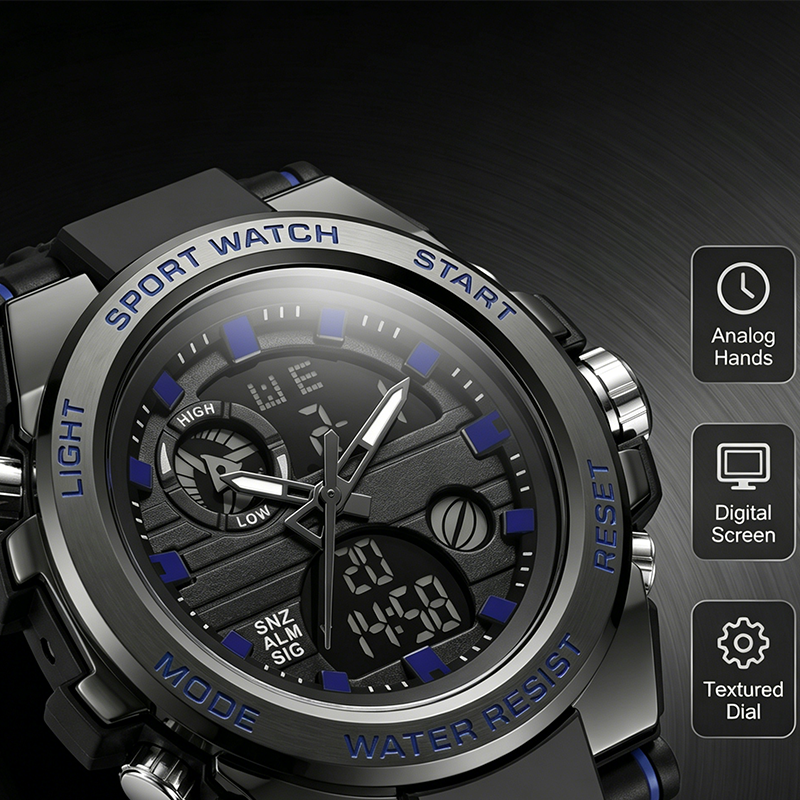 ⌚ 50% RABATT NU!💪 Herr Vattentät Sportklocka – Dual Display & Stöttålig – Outdoor Essential 💧