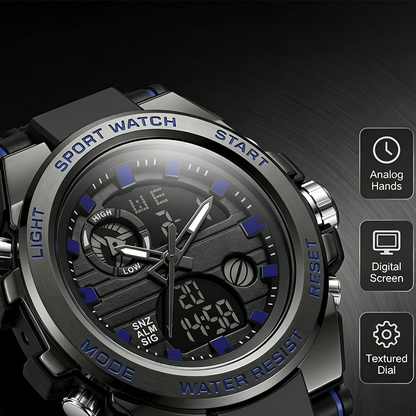⌚ 50% RABATT NU!💪 Herr Vattentät Sportklocka – Dual Display & Stöttålig – Outdoor Essential 💧