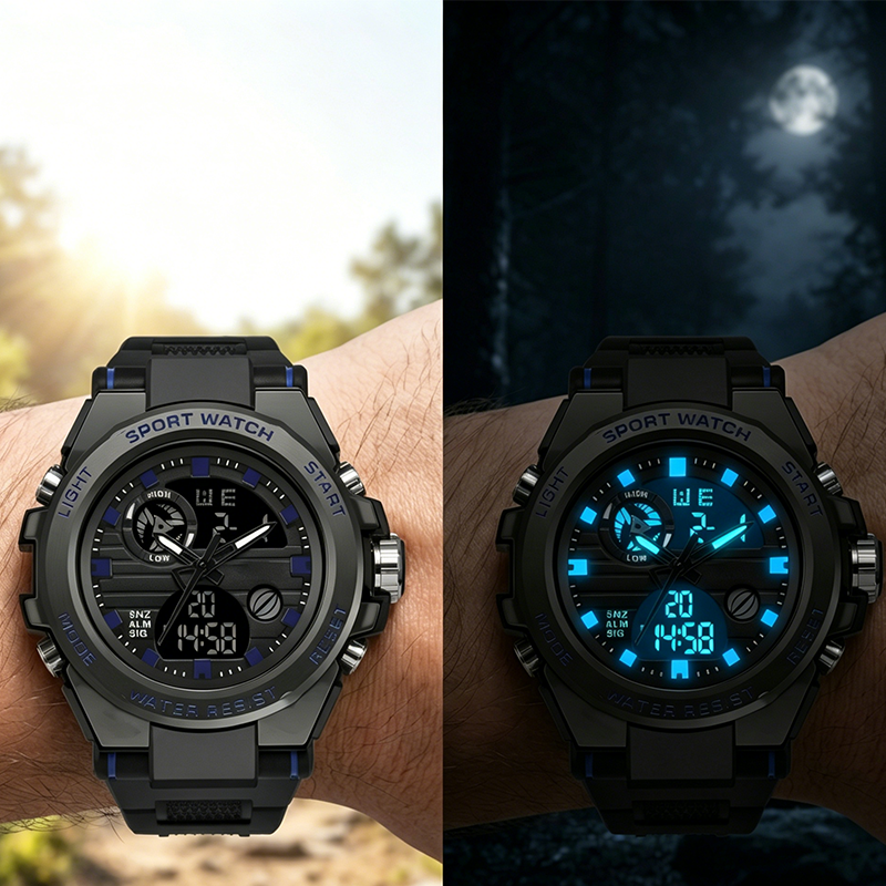 ⌚ 50% RABATT NU!💪 Herr Vattentät Sportklocka – Dual Display & Stöttålig – Outdoor Essential 💧