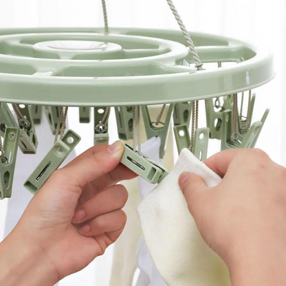 🔥 Så länge lagret räcker – 50 % RABATT! 🎉 24-klips vindskyddad klädhängare – Torka smartare 🧺