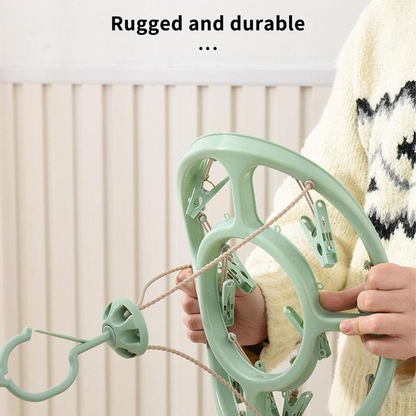 🔥 Så länge lagret räcker – 50 % RABATT! 🎉 24-klips vindskyddad klädhängare – Torka smartare 🧺