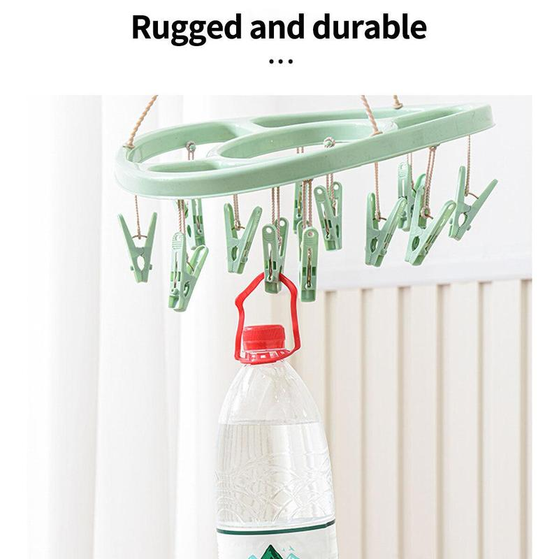 🔥 Så länge lagret räcker – 50 % RABATT! 🎉 24-klips vindskyddad klädhängare – Torka smartare 🧺