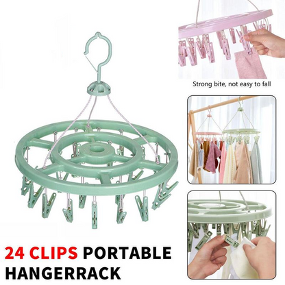 🔥 Så länge lagret räcker – 50 % RABATT! 🎉 24-klips vindskyddad klädhängare – Torka smartare 🧺