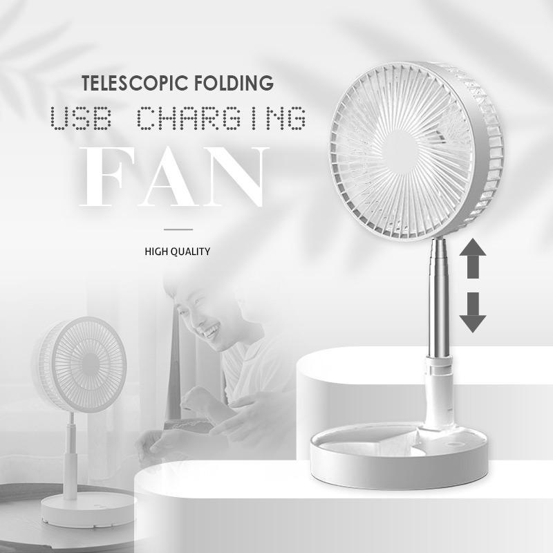 🌀 50 % RABATT NU! 🔋 Teleskopisk, hopfällbar fläkt med USB-laddning – justerbar höjd, tystgående och bärbar – perfekt för skrivbordet, resan eller utomhusbruk 💨