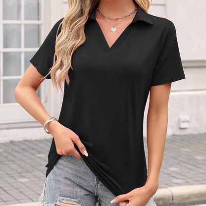 ⏳Begränsad tid – 50% rabatt⏰Casual V-ringad T-shirt med krage för kvinnor