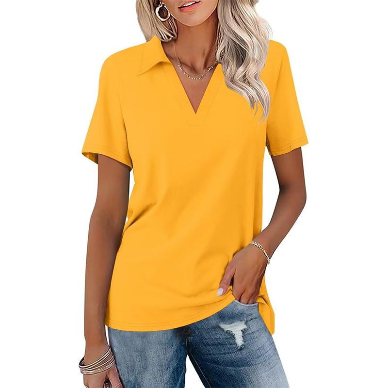 ⏳Begränsad tid – 50% rabatt⏰Casual V-ringad T-shirt med krage för kvinnor