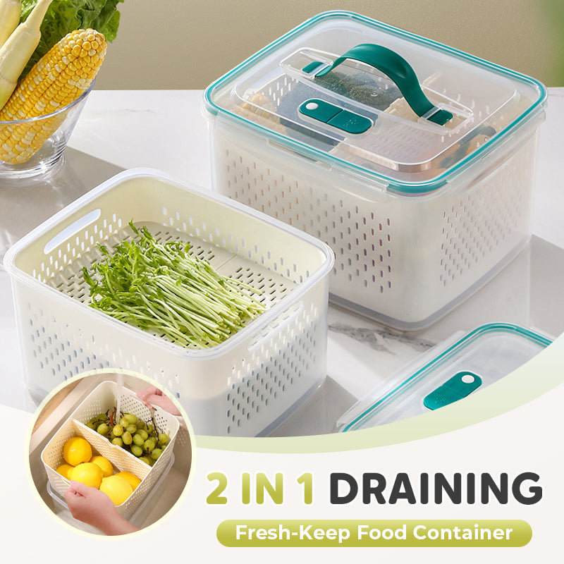 ✨ 2-i-1 kylskåpsbehållare – lufttät förvaring med smart avrinning för frukt & grönsaker 🥗