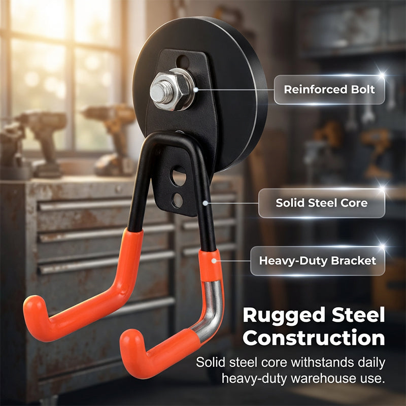 🧲 50% RABATT NU! 🔧 Stark Magnetisk Dubbelkrok – För Verkstad & Garage – Omedelbar Installation, Ingen Borrning, Håller Tunga Verktyg 🛠️