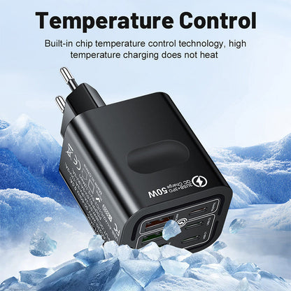 🔥Så länge lagret räcker – 50 % rabatt!🎉 50 W väggladdare med 6 USB-C-portar