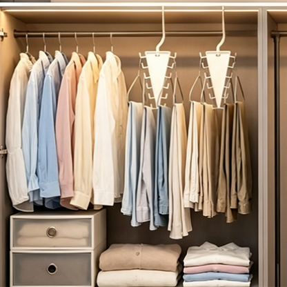 🧺 50 % RABATT NU! 📐 V-formad triangulär förvaringshängare – dubbelsidiga krokar & 360° rotation – perfekt för små garderober och lägenheter 🏠