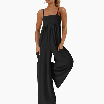 🎉 Strand Casual Axelbandslös Rygglös Jumpsuit med Vida Ben