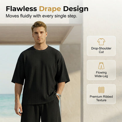 👕👖 Avslappnat ribbad lounge-set för män