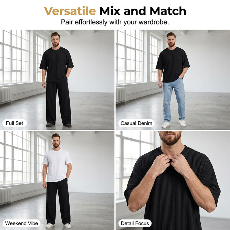 👕👖 Avslappnat ribbad lounge-set för män