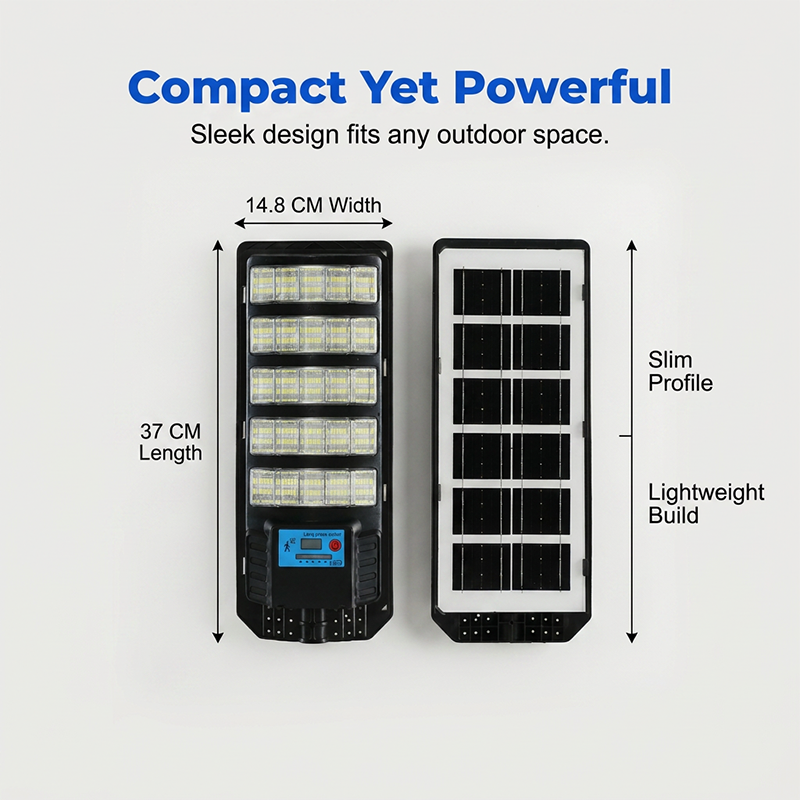 Solcellsdriven gatlykta med rörelsesensor – IP67 vattentät, 240° bred belysning & långlivat LFP-batteri ☀️🔍