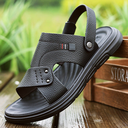 Sandaler i PU-läder för män, med avtagbar klack