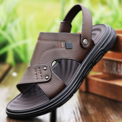 Sandaler i PU-läder för män, med avtagbar klack