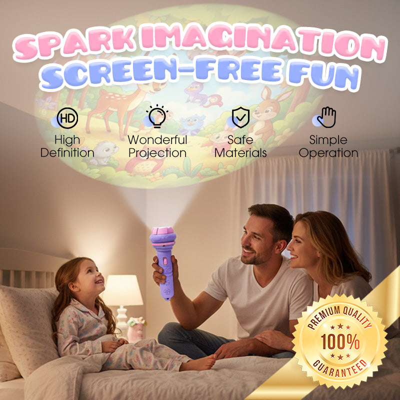 🔦 50% RABATT NU! 📖 Projektorlampa för Barn i Tidig Utbildning – Färgglada Sagobilder & Flera Teman – Perfekt för Godnattsagor & Kognitiv Utveckling – Barnsäker & Lättanvänd 🌙