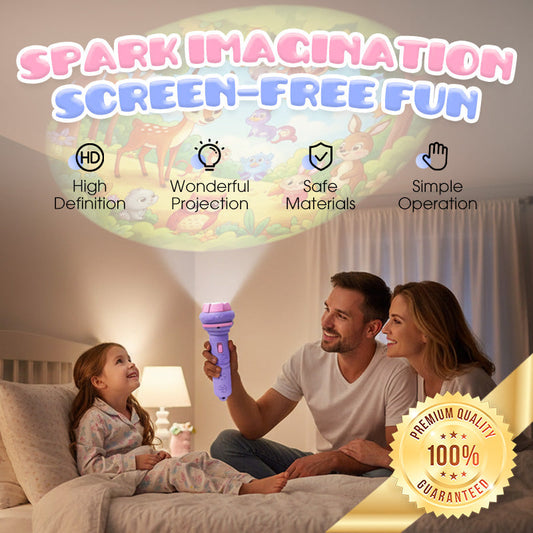 🔦 50% RABATT NU! 📖 Projektorlampa för Barn i Tidig Utbildning – Färgglada Sagobilder & Flera Teman – Perfekt för Godnattsagor & Kognitiv Utveckling – Barnsäker & Lättanvänd 🌙
