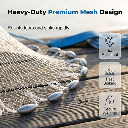 🎣 50% RABATT NU!✨ Easy-Throw Kastnät – Kraftigt Nät, Snabb Sänkning & Bekvämt Grepp – Fiske Essential 🌊