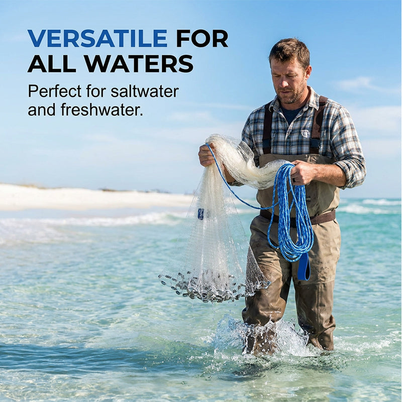 🎣 50% RABATT NU!✨ Easy-Throw Kastnät – Kraftigt Nät, Snabb Sänkning & Bekvämt Grepp – Fiske Essential 🌊