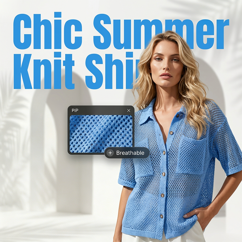 👚 50% RABATT NU!🌬️ Kortärmad Stickad Knappskjorta – Andningsbar Vävnad & Relaxad Passform – Sommarlager ☀️