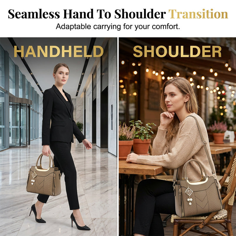 👜 BEGRÄNSAD TID 50% RABATT! ✨ Dam Handväska med Topphandtag – V-Sömnad, Guldbeslag, Flera Fack 🌸