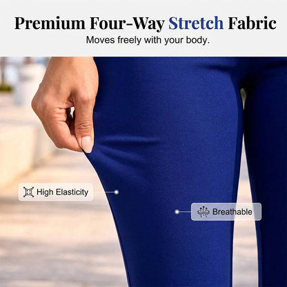 👖50 % RABATT! ✨Mageformande stretchiga capribyxor – hög midja, 4-vägsstretch, eleganta detaljer 🌼