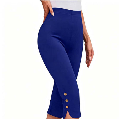 👖50 % RABATT! ✨Mageformande stretchiga capribyxor – hög midja, 4-vägsstretch, eleganta detaljer 🌼