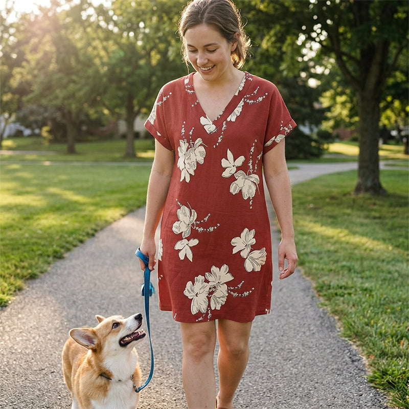 👗 50% RABATT NU!🌬️ V-ringad T-shirtklänning – Casual & Luftig – Sommar Essential ☀️