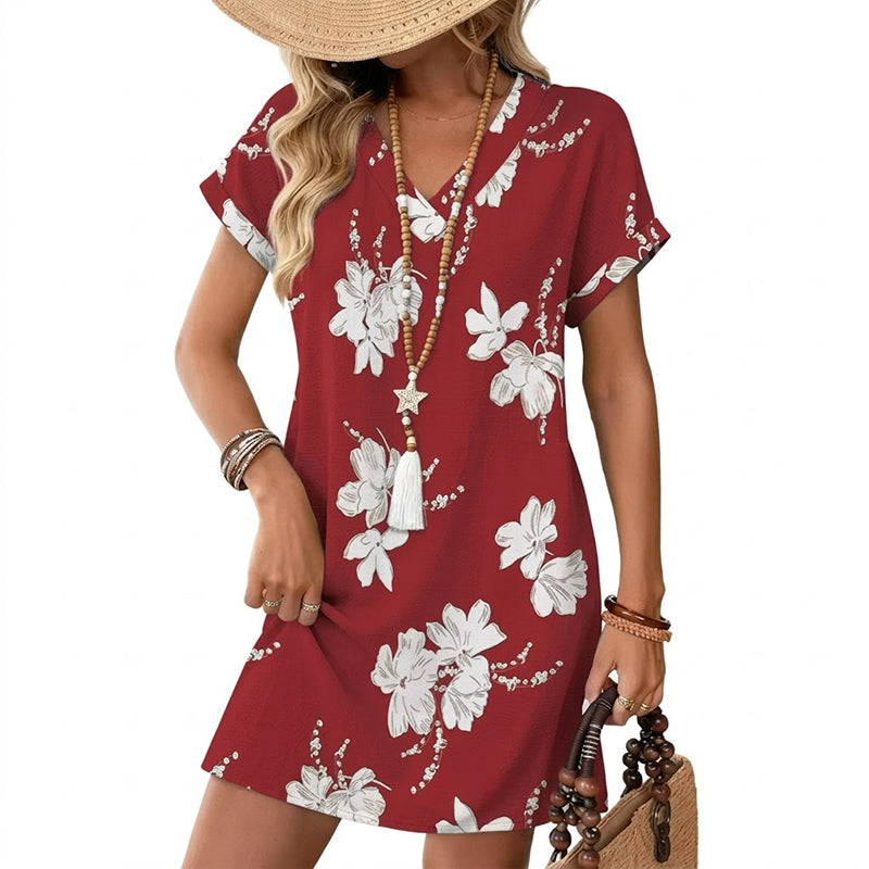👗 50% RABATT NU!🌬️ V-ringad T-shirtklänning – Casual & Luftig – Sommar Essential ☀️