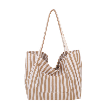 🌸 50 % RABATT NU! 🌸 Klassisk randig strand- & shoppingväska – rymlig, stilren & perfekt för soliga dagar 🏖️🛍️