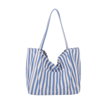 🌸 50 % RABATT NU! 🌸 Klassisk randig strand- & shoppingväska – rymlig, stilren & perfekt för soliga dagar 🏖️🛍️