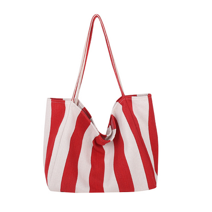 🌸 50 % RABATT NU! 🌸 Klassisk randig strand- & shoppingväska – rymlig, stilren & perfekt för soliga dagar 🏖️🛍️