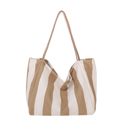 🌸 50 % RABATT NU! 🌸 Klassisk randig strand- & shoppingväska – rymlig, stilren & perfekt för soliga dagar 🏖️🛍️