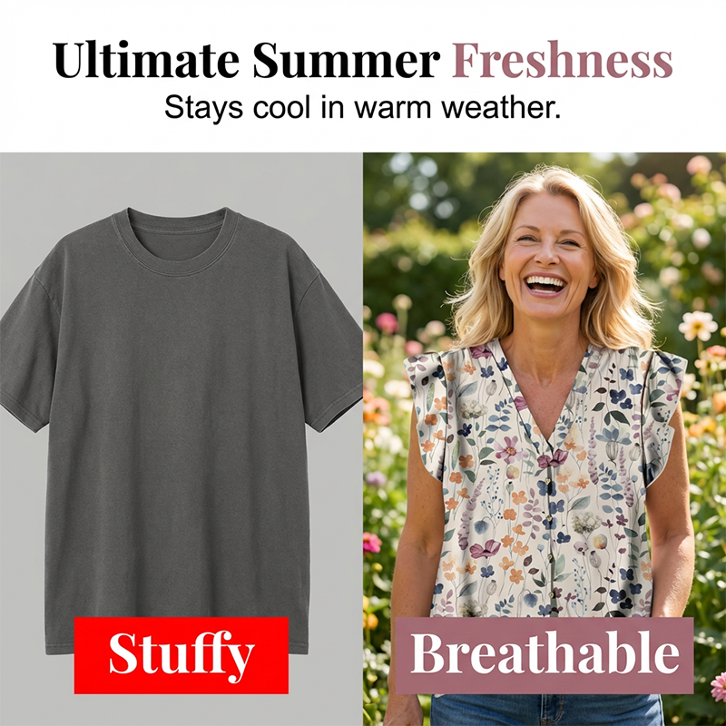 👚 50 % RABATT NU! 🌸 Dam V-ringad blommig knappskjorta – lätt & luftig, avslappnad passform, perfekt för jobb, helg & varma dagar ✨