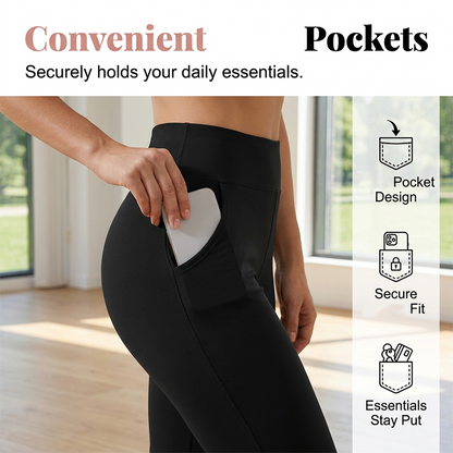 🧘 50% RABATT NU! 🦵 Kvinnors Stretchiga Bootcut Yogabyxor – Smickrande Hög Midja, Ultra-flexibel & Sidofickor – För Studio Eller Gatan 👖