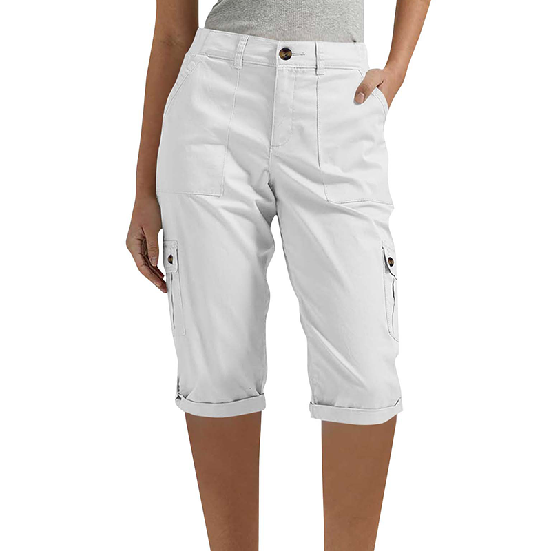 ✨50% RABATT NU! ✨Casual cargobyxor i caprilängd med fickor för dam