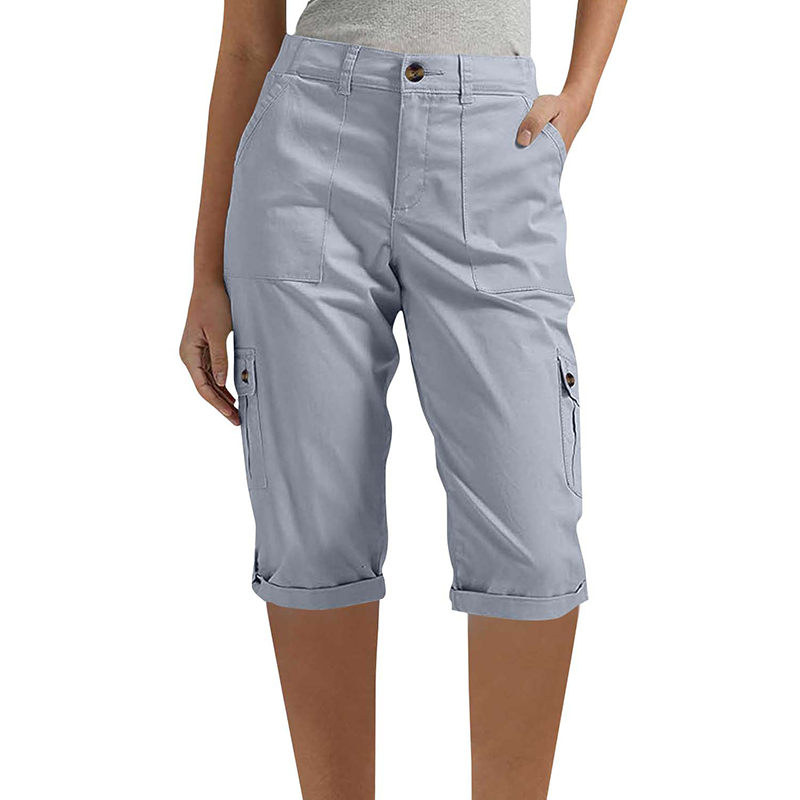 ✨50% RABATT NU! ✨Casual cargobyxor i caprilängd med fickor för dam