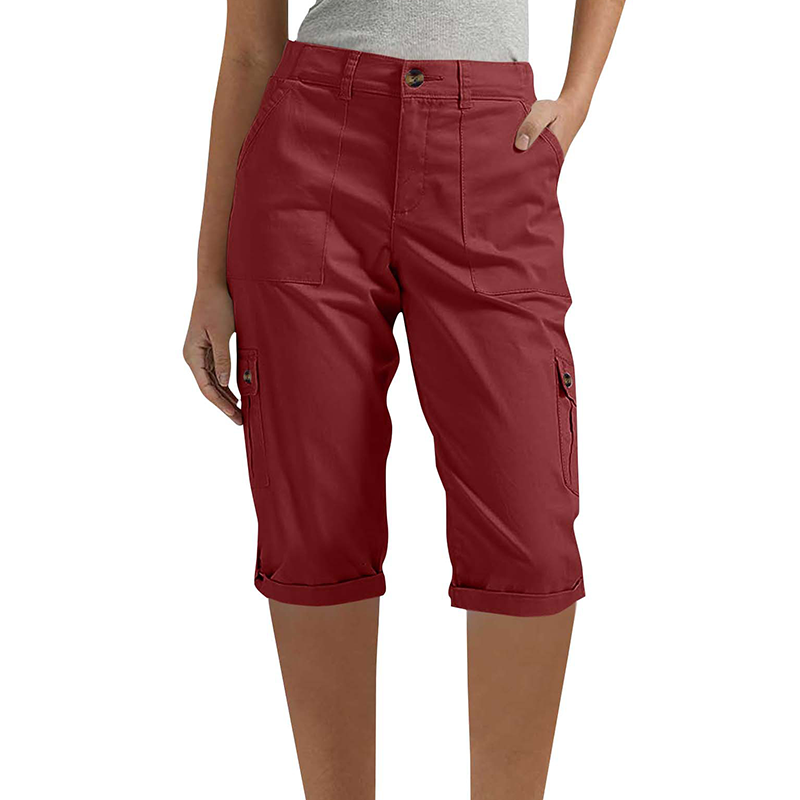 ✨50% RABATT NU! ✨Casual cargobyxor i caprilängd med fickor för dam