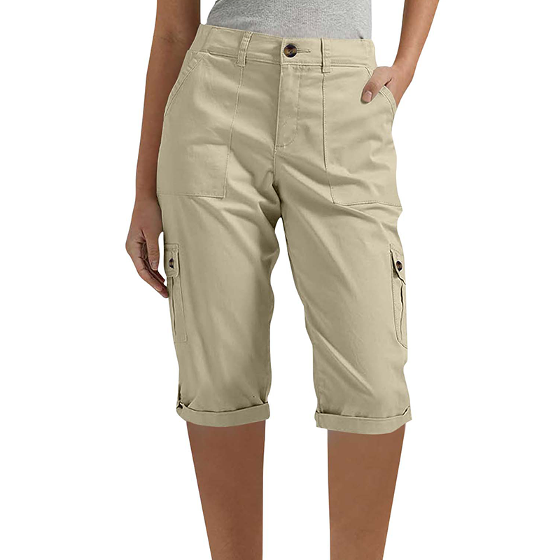 ✨50% RABATT NU! ✨Casual cargobyxor i caprilängd med fickor för dam
