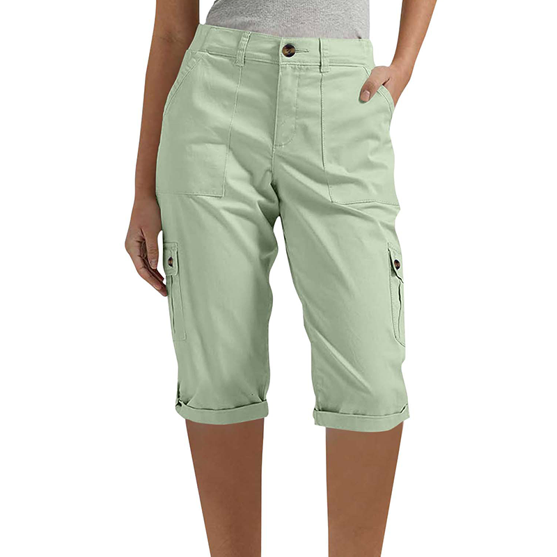 ✨50% RABATT NU! ✨Casual cargobyxor i caprilängd med fickor för dam