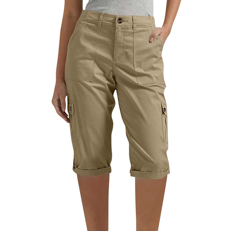 ✨50% RABATT NU! ✨Casual cargobyxor i caprilängd med fickor för dam