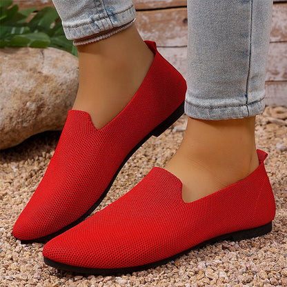 Damsko med Spetsig Tå Stickad Platt Sula Slip-On Loafers