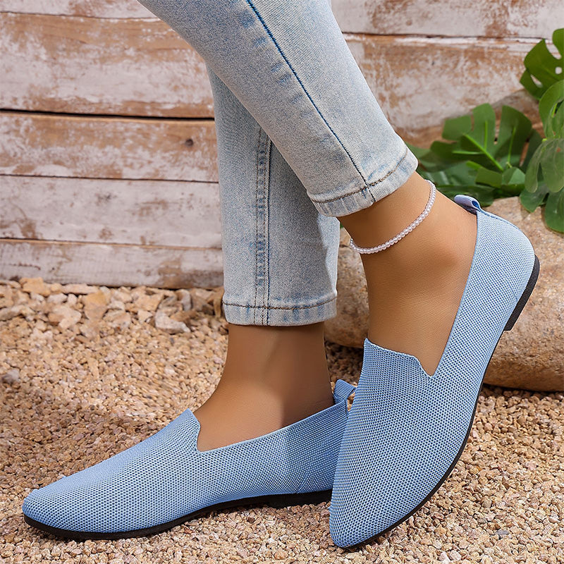 Damsko med Spetsig Tå Stickad Platt Sula Slip-On Loafers