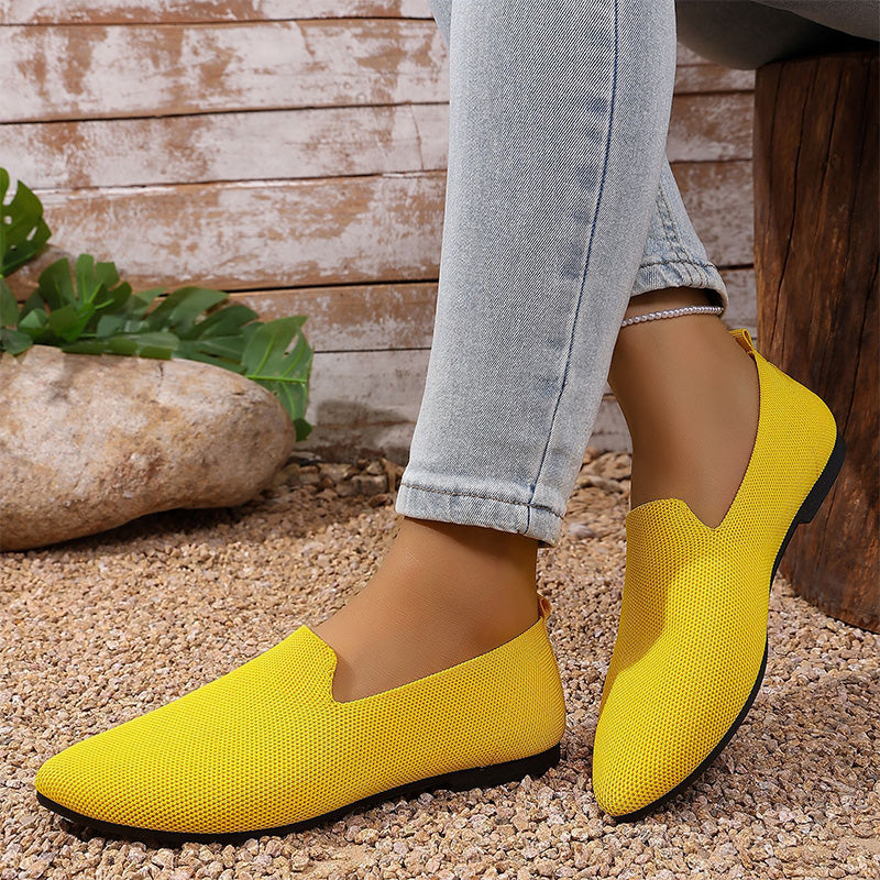 Damsko med Spetsig Tå Stickad Platt Sula Slip-On Loafers