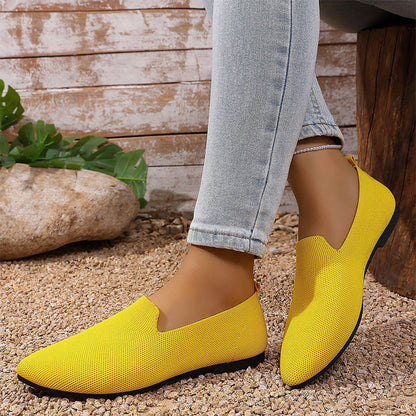 Damsko med Spetsig Tå Stickad Platt Sula Slip-On Loafers