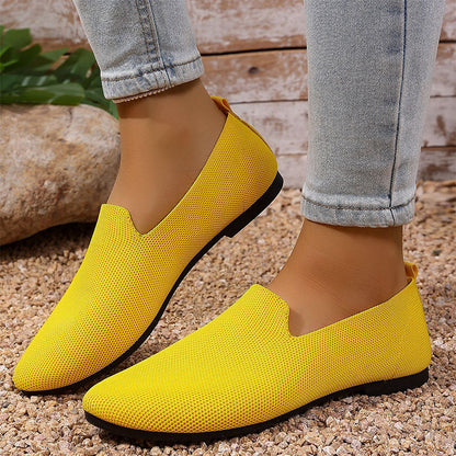 Damsko med Spetsig Tå Stickad Platt Sula Slip-On Loafers